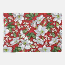 Amaryllis & Holly Red-jul Kökshandduk