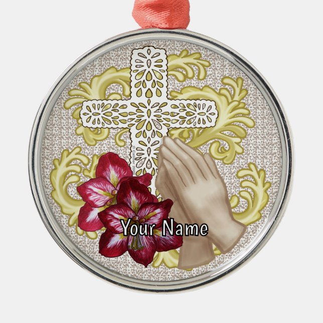 Amaryllis Kristet Kors Julgransprydnad Metall (Framsidan)