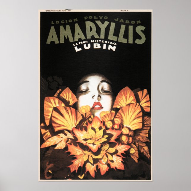AMARYLLIS Lubin Flowers Cosmetics Soap Lotion and Poster (Framsidan)