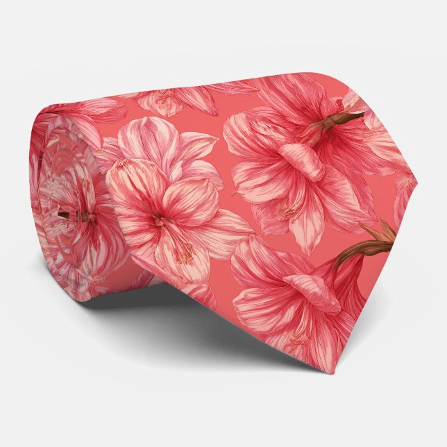 Amaryllis Mönster Groom Destination Bröllop  Slips (Rullad)
