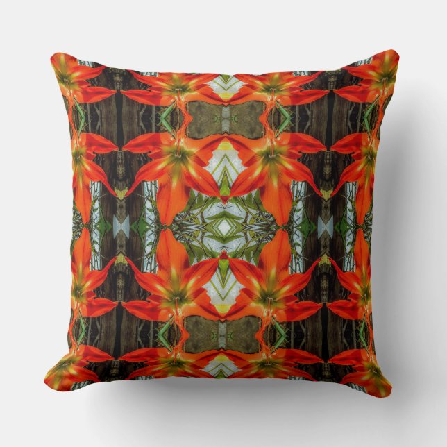 Amaryllis Pattern Throw Pillow Kudde (Framsida)