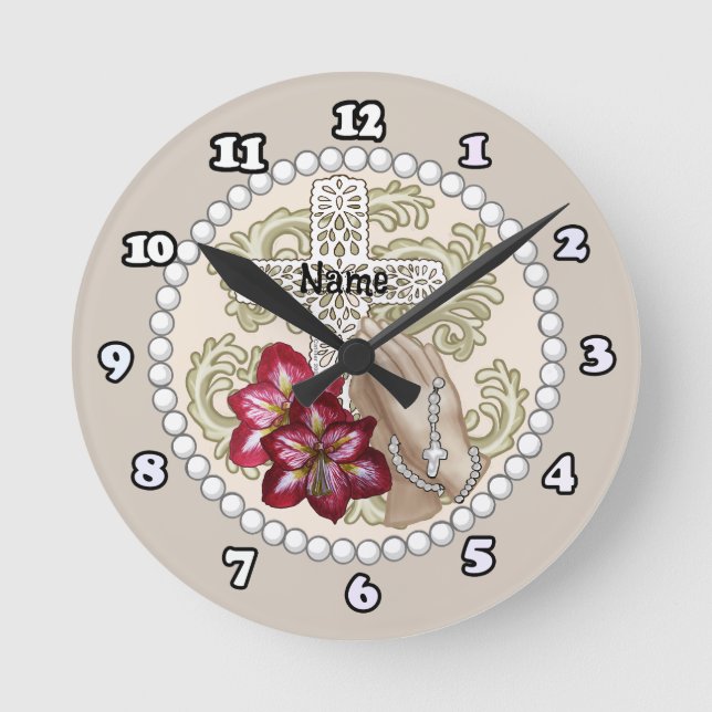 Amaryllis Rosary Clock Rund Klocka (Framsida)