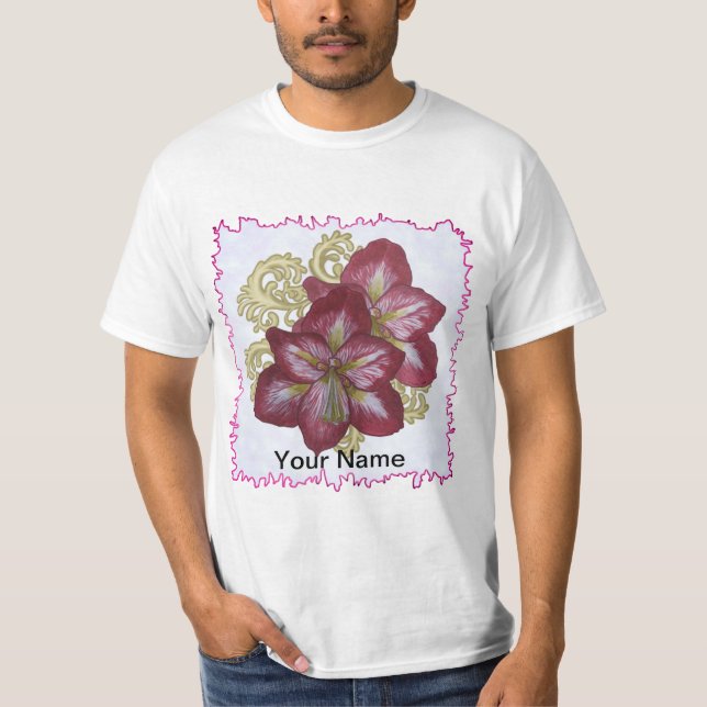 Amaryllis T-Shirt med blommönster  (Framsida)