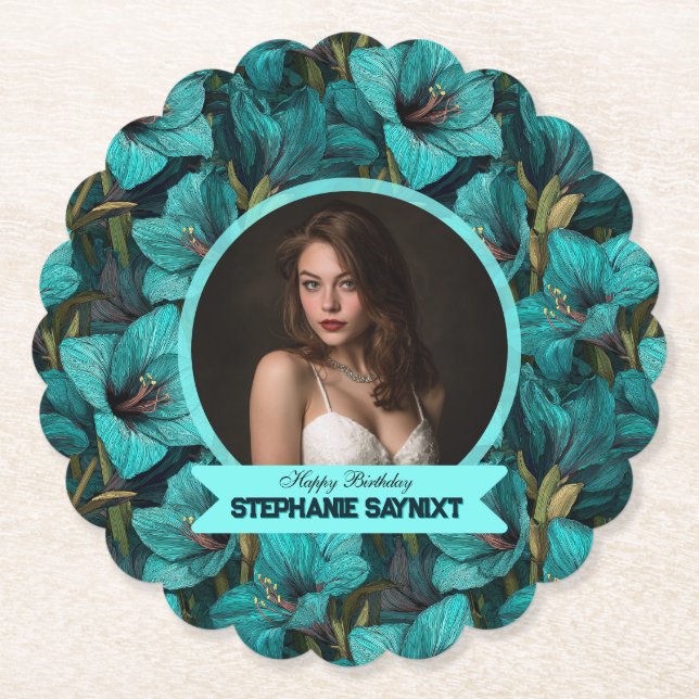 Amaryllis tema födelsedagspresent underlägg papper (Framsida)