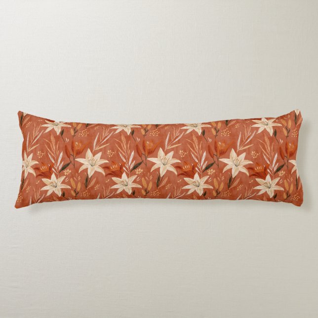 Amaryllis Textur Rum Dekor Tropiskt Minne Skum Kroppskudde (Framsidan)