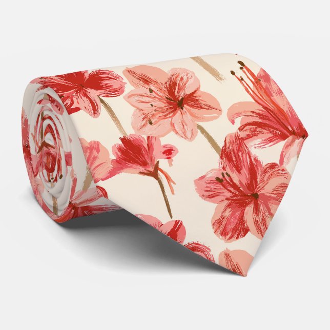 Amaryllis tryck bröllopssummer groomsman slips (Rullad)