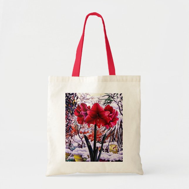 Amaryllis vid snöfönstret tygkasse (Framsidan)
