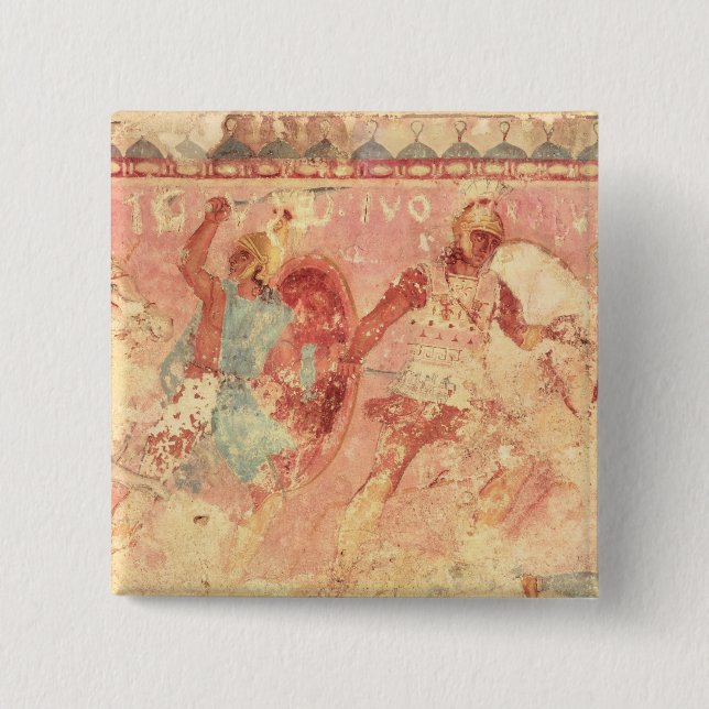 Amasoner som slåss en grekisk krigare knapp (Framsida)