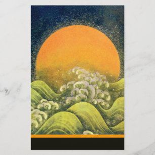 AMATERASU, SOL GODDESS, gult grönt black Brevpapper