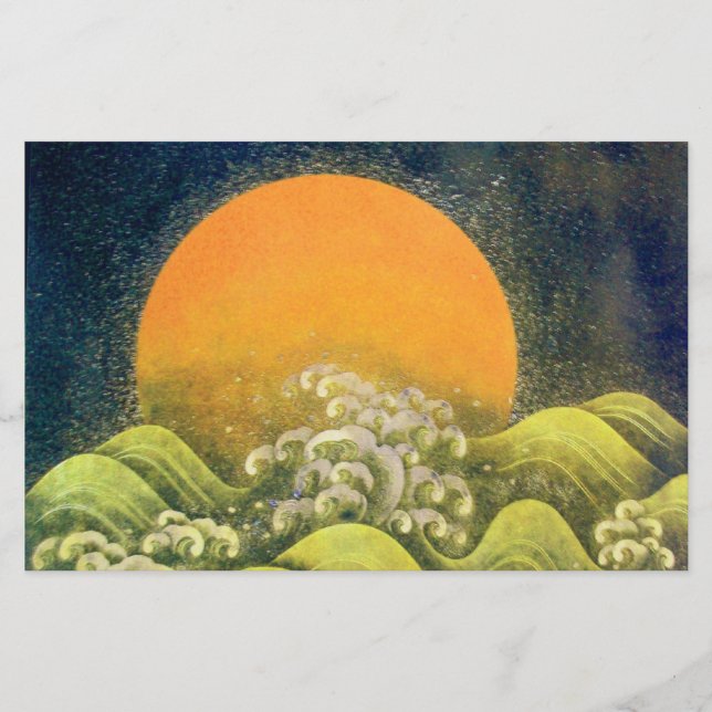 AMATERASU, SOL GODDESS, gult grönt black Brevpapper (Framsida)
