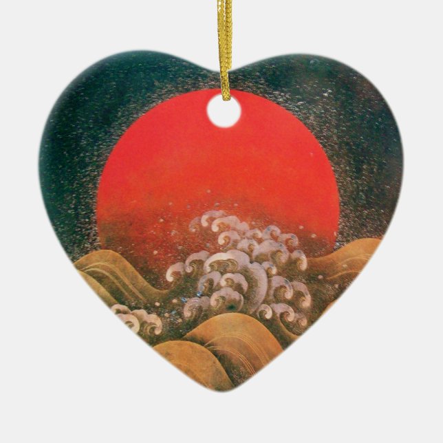 AMATERASU, SOL GODDESS Heart Julgransprydnad Keramik (Framsidan)