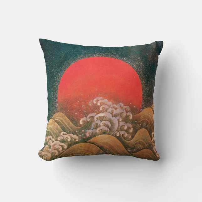 AMATERASU SOL GODDESS red,gult grönt brun svart Kudde (Framsida)