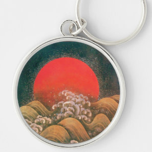 AMATERASU, SOL GODDESS rödbrun svart Rund Silverfärgad Nyckelring