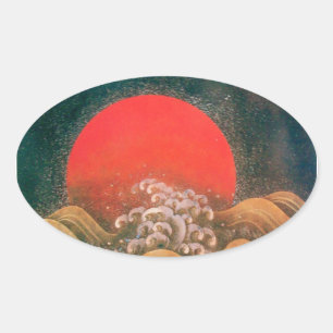 AMATERASU, SOL GODDESS, rödbrunt Ovalt Klistermärke