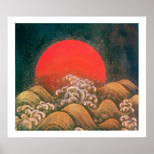 AMATERASU, SOL GODDESS, rödsvart, vitt vitt Poster