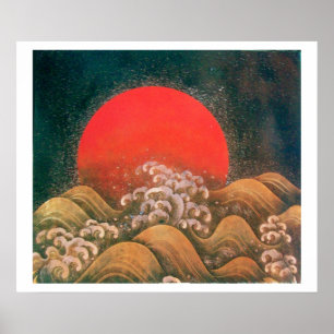 AMATERASU, SOLGUDINNA, röd svart brun vit Poster