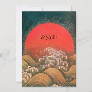 AMATERASU, SOLGUDINNA RSVP röd gul grön brun Inbjudningar