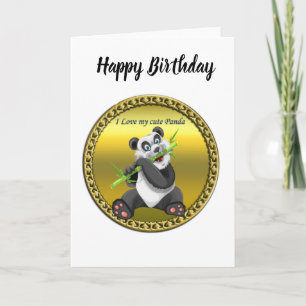 Amatersk pandabjörn som äter bamboo evergreen kort
