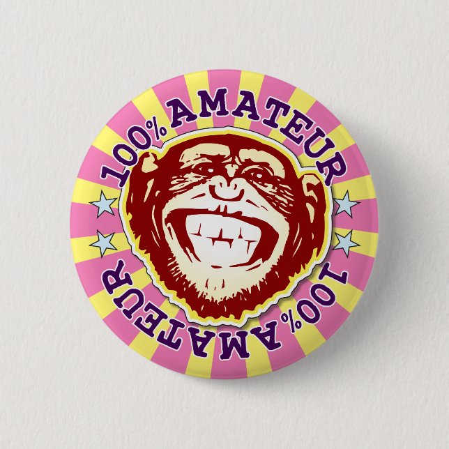 Amateur 100 % Funny Funky Monkey Badge Knapp (Framsida)
