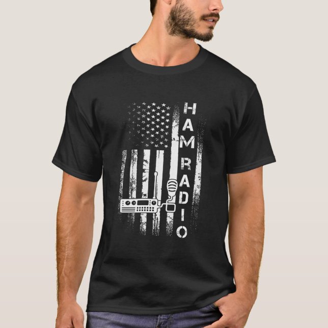Amateur Ham Radio Flagga T Shirt (Framsida)