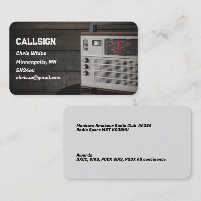 Amateur Ham Radio Visitkort (Fram/baksida)