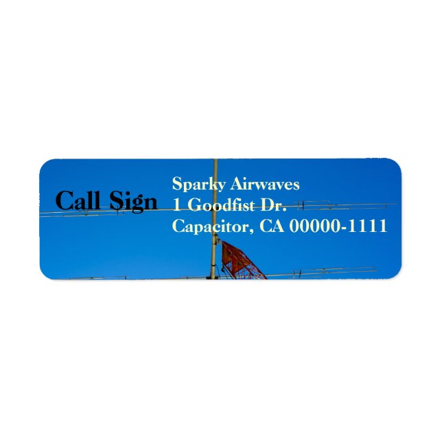 Amateur Radio Beam Antenna Returadress Etikett (Framsidan)