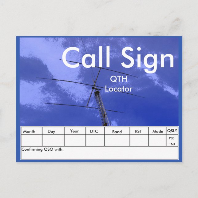 Amateur Radio Beam och Torn QSL Vykort (Framsida)