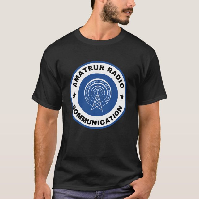 Amateur Radio Comunication tshirt blue T Shirt (Framsida)