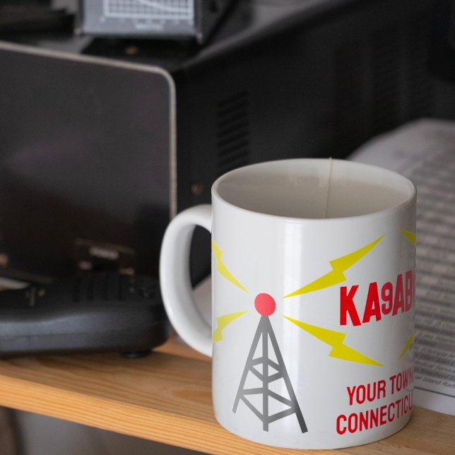 Amateur Radio Ham Operator Antenna och Call Sign Mugg (Skapare uppladdad)