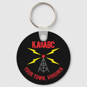Amateur Radio Ham Operator Antenna och Call Sign Nyckelring