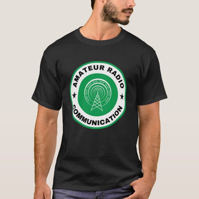 Amateur Radio Kommunikation t-shirt grön (Framsida)
