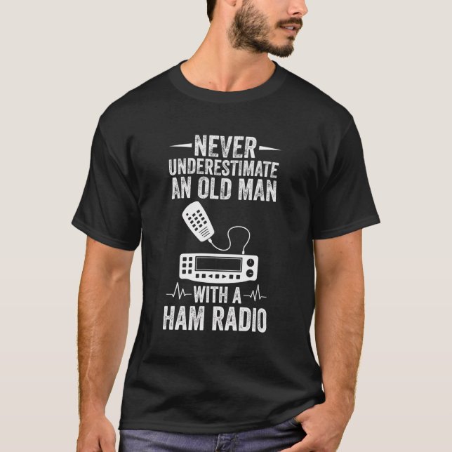 Amateur Radio Old Man med ham Radio T Shirt (Framsida)