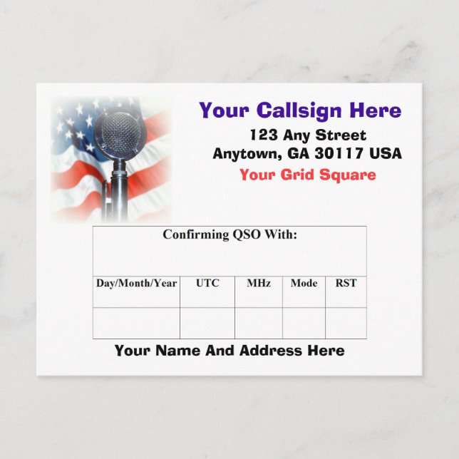 Amateur Radio QSL-kort Vykort (Framsida)