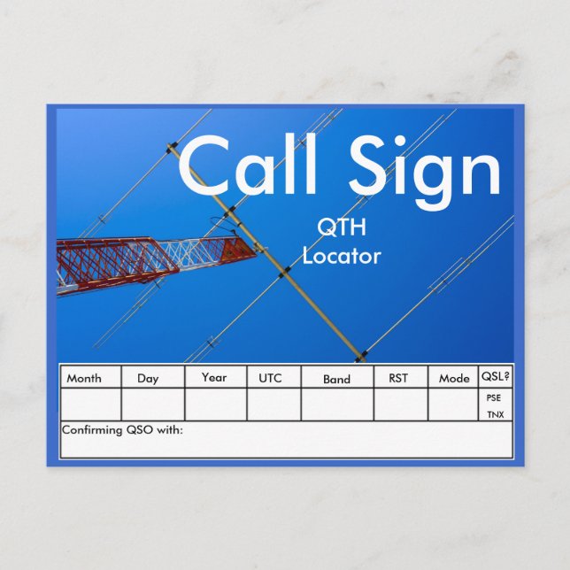 Amateur Radio QSL Vykort (Framsida)