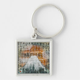 Amatsu-Norito Fuji Keychain Fyrkantig Silverfärgad Nyckelring