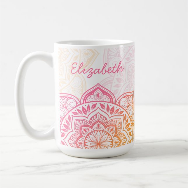 Amaya Mandala 15 oz. Personalized Mug Kaffemugg (Vänster)