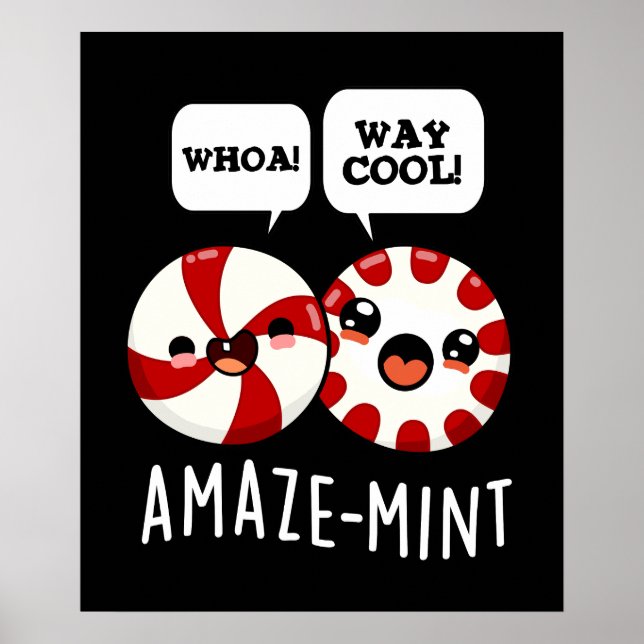 Amaze-mint Funny Peppermint Pun Mörk BG Poster (Framsidan)