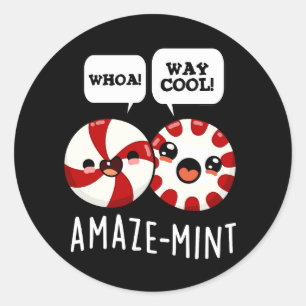 Amaze-mint Funny Peppermint Pun Mörk BG Runt Klistermärke
