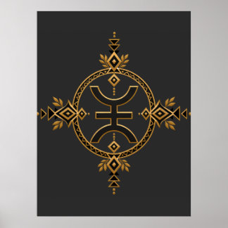 Amazigh Berber Kulturarv Geometrisk Symbol Svart o Poster