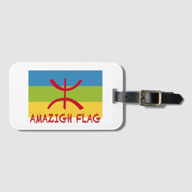 Amazigh flagga - berber flagga-Drapeau Amazigh Bagagebricka (Framsida horisontal)