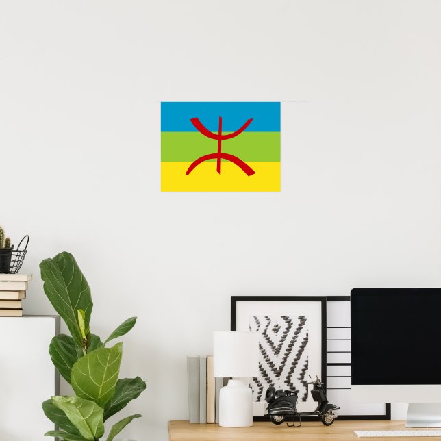 Amazigh Flagga Gåva Berberflagga Kabyler Poster (Hemmakontoret)