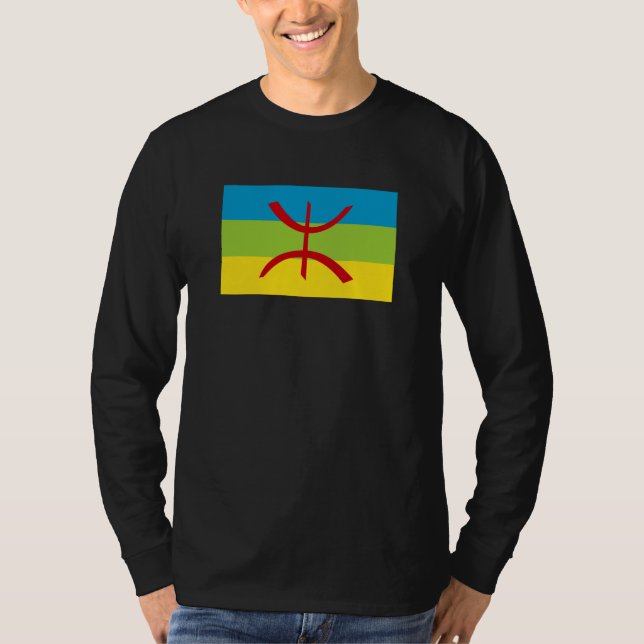 Amazigh Flagga Gift Berber Flagga Kabyles T Shirt (Framsida)