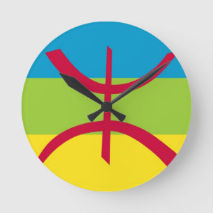 Amazigh Flagga Rund Klocka