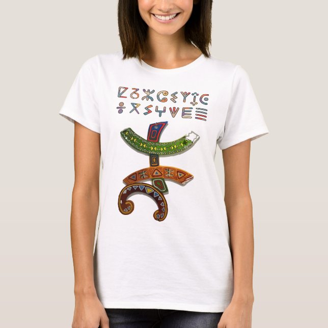 Amazigh Kabyle Berber Tattoo-symboler tifinagh art T Shirt (Framsida)