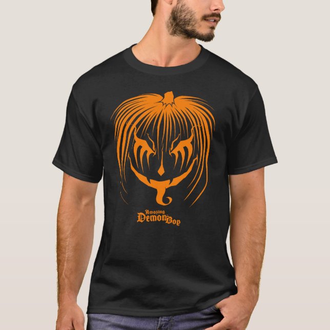 Amazing Demonboy Pumpkinhead Orange Halloween T Shirt (Framsida)