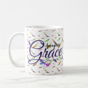 Amazing Grace Färggranna fjädrar   Kaffemugg