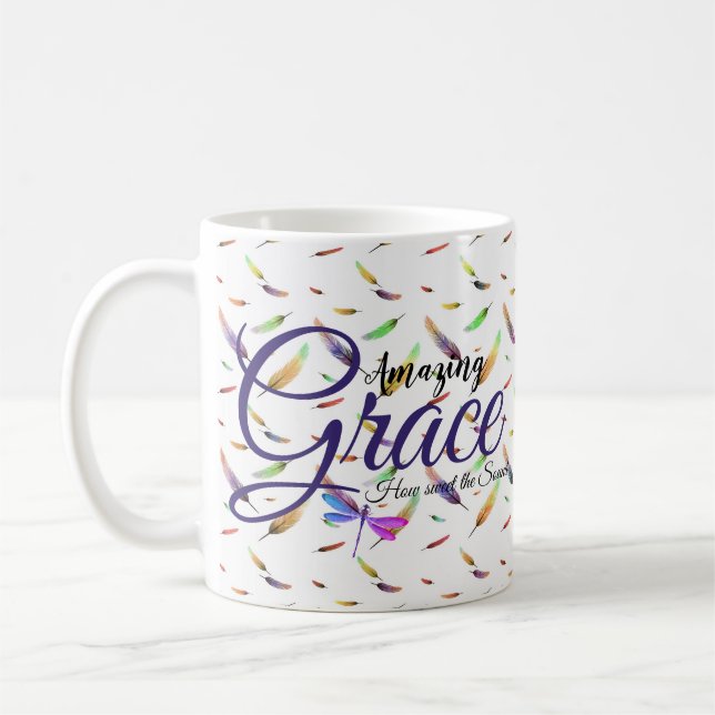 Amazing Grace Färggranna fjädrar   Kaffemugg (Vänster)