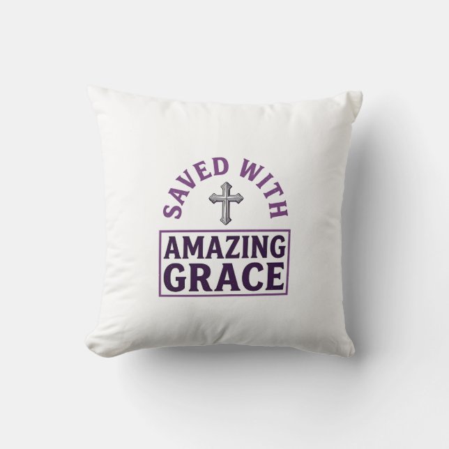 Amazing Grace Kristet Kors Vintage Kudde (Framsida)