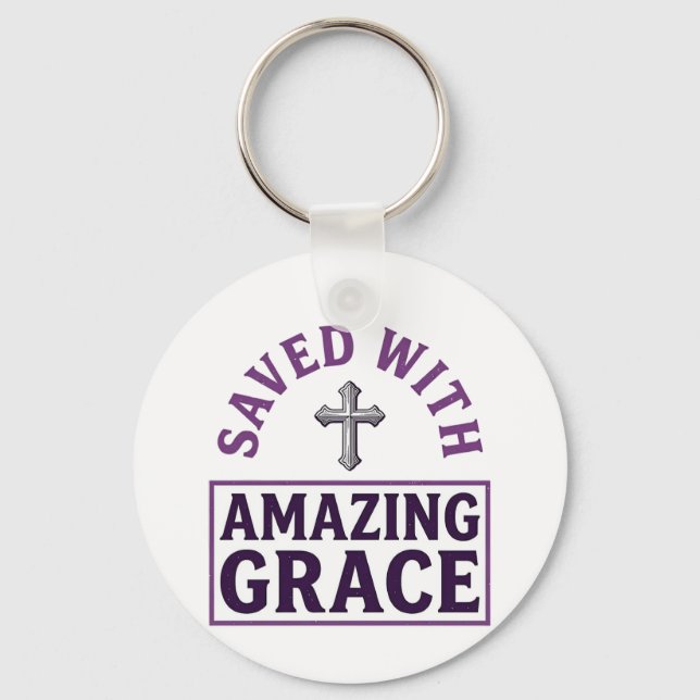 Amazing Grace Kristet Kors Vintage Nyckelring (Framsida)