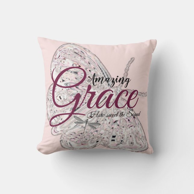 Amazing Grace rosa fjäril  Kudde (Framsida)